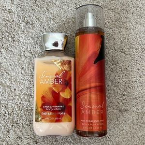 Bath& body works Sensual Amber Fine Fragrance Mist and body lotion